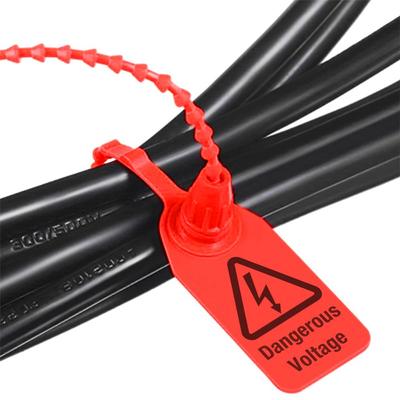 100Pcs Cable Ties Danger High Voltage Sign Plastic Security Seals Warning Tag HV Safety Mark