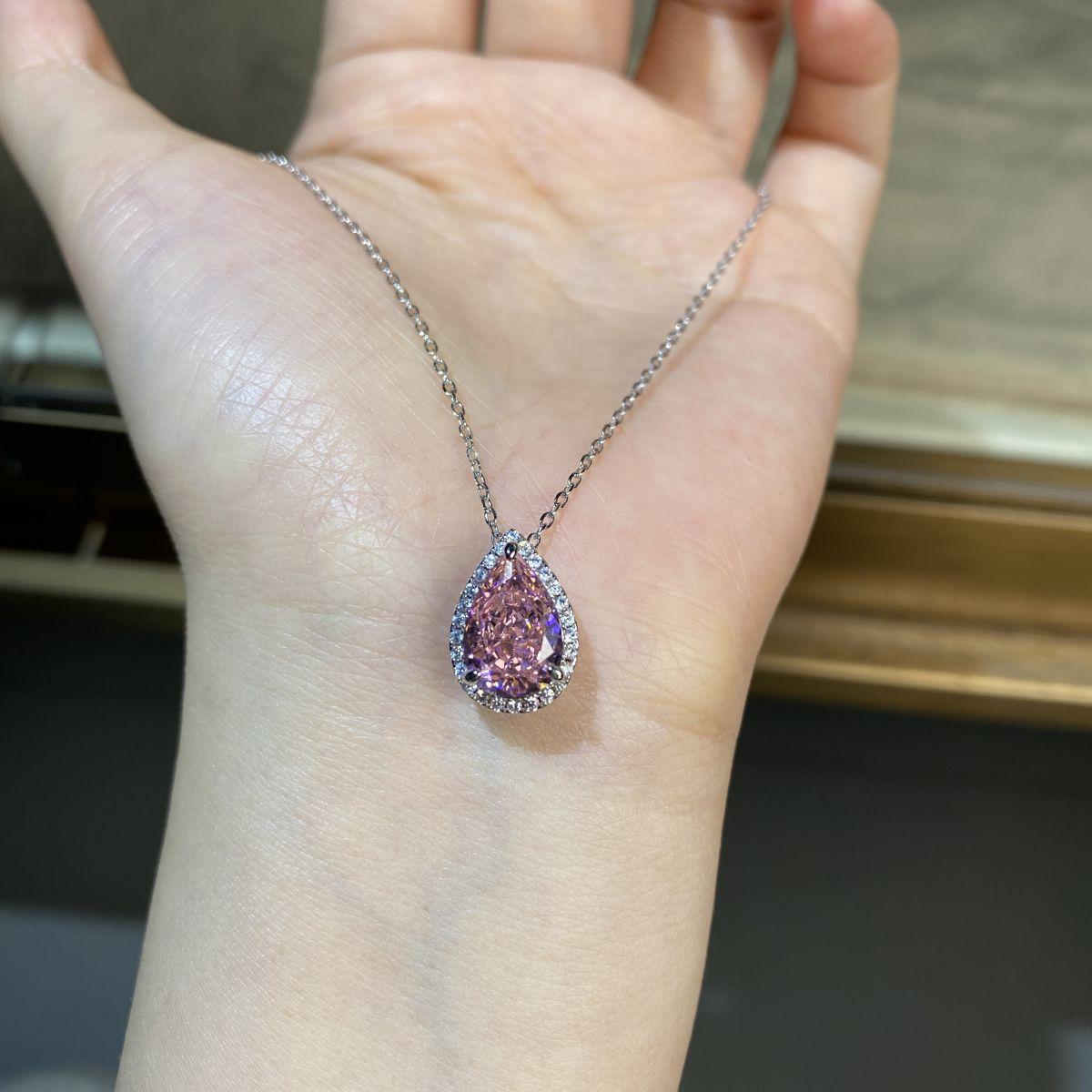 5 Carat Zircon Pendant & Charm 925 Sterling Silver White Gold Plated CZ Diamond Necklace Pendant