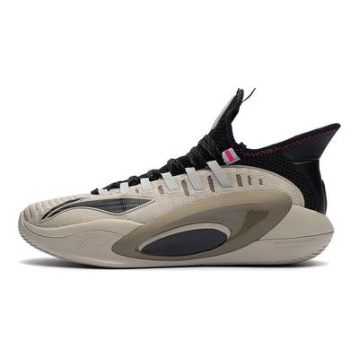 Li Ning Tessuto Shadow Pelle Sintetica TPU Assorbimento degli Urti Antiscivolo Resistente all'Usura Supporto Scarpe da Basket Basse Uomo sneaker Grigio Nero ABAR127-4