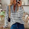 Women's High Neck Sweater: Autumn/Winter Striped Color Block Long Sleeve Zipper Pullover Knitwear