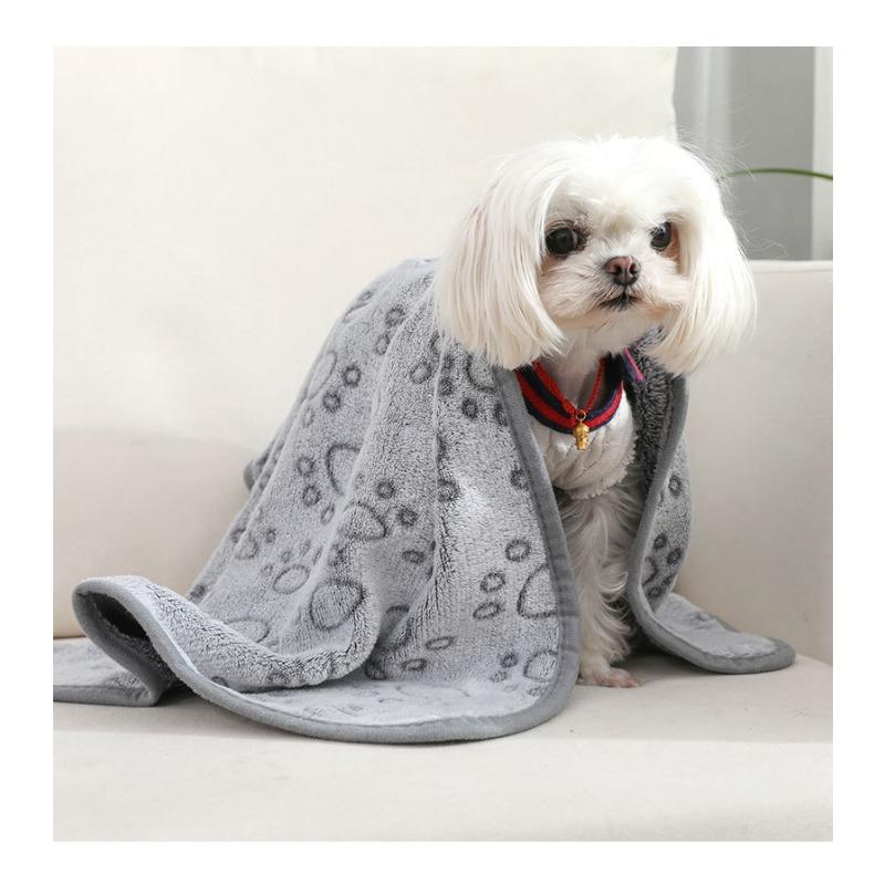 Cartoon Niedliches Pfotenmuster Hund Schlafdecke Super Weiche Plüsch Haustierdecke Warme Kuscheldecke für Hunde Katzen Welpen Decken für Couch Sofa Bett