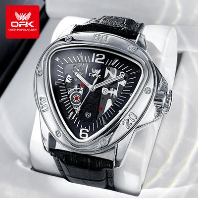 Fashion Luxury Quartz Man Watch Creative Triangle Dial Leather Strap Casual Sport Men's Watches Date Clocks