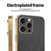 Magsafe Wireless Charging Plating Frame Leather Phone Case For iPhone 16 Pro Max 16E 14 11 12 13 15 Pro Max Bumper Back Cover