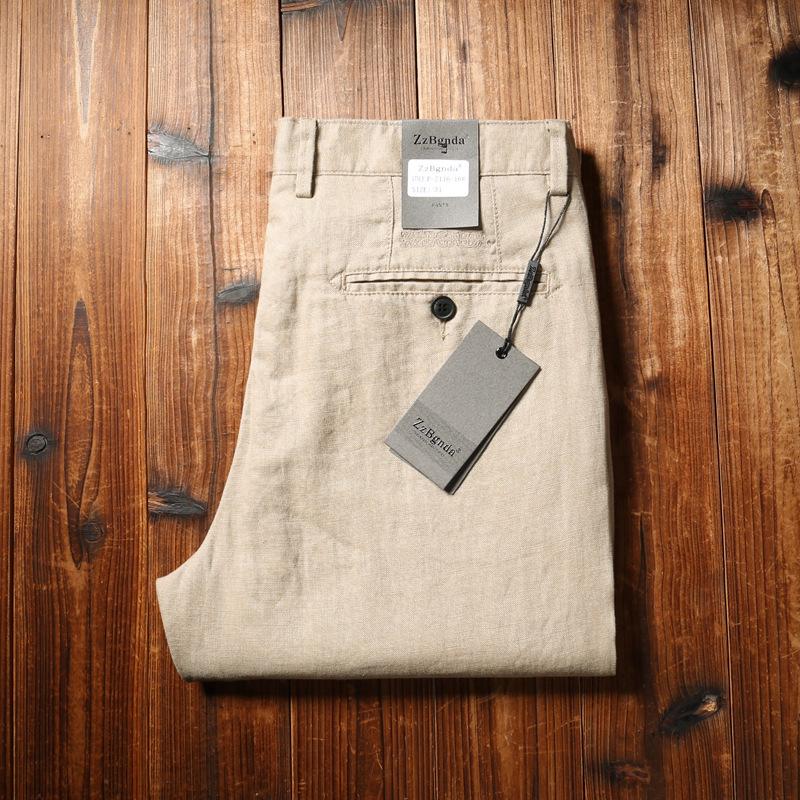 Men's European Summer Breathable 100% Linen Straight-Leg Trousers - Business Casual