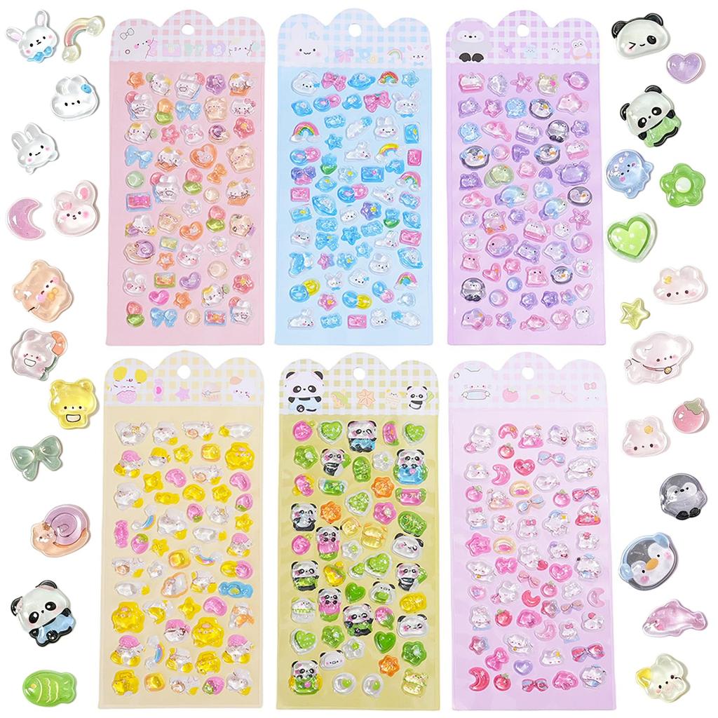 New Solid Sticker 3D Decorative Stickers with Shiny Perfect for and A Cute and Genuine Gift for Girls and 6-Sheet Set Glitter, Finish, Planners,