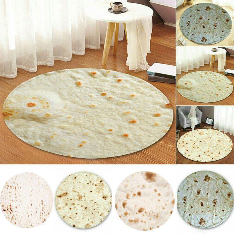 Burrito Round Taco Tortilla Shaped Blanket Soft Floor Wrap Throw Blanket