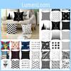 Premium Polyester Peach Skin Geometric Cushion Cover In Black White Gray For Elegant Touch