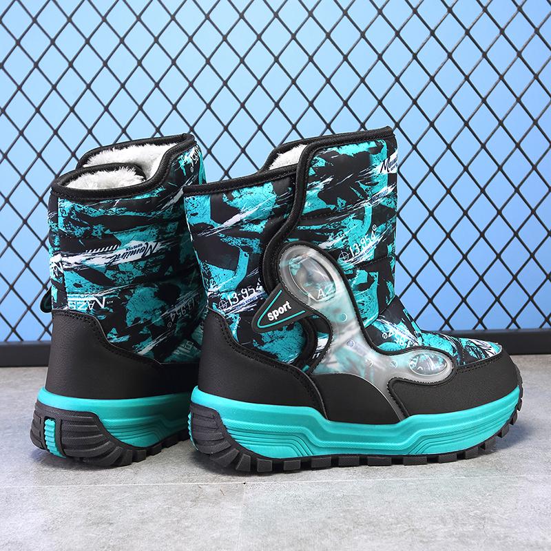 TUINANLE Boys' Winter Snow Boots, Non-Slip, Extra Warm, Medium To Large Sizes, Outdoor Hiking Footwear Children