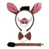 Halloween Animal Ears and Tail Set Holiday Masquerade Pig Costume Props  for Kids and Adults