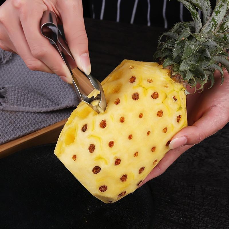 Pineapple Specific Eye Removal Clip, Stainless Steel V-Shaped Pineapple Shovel, Seed Removal Clip, Peeling Knife, Eye Digging Device