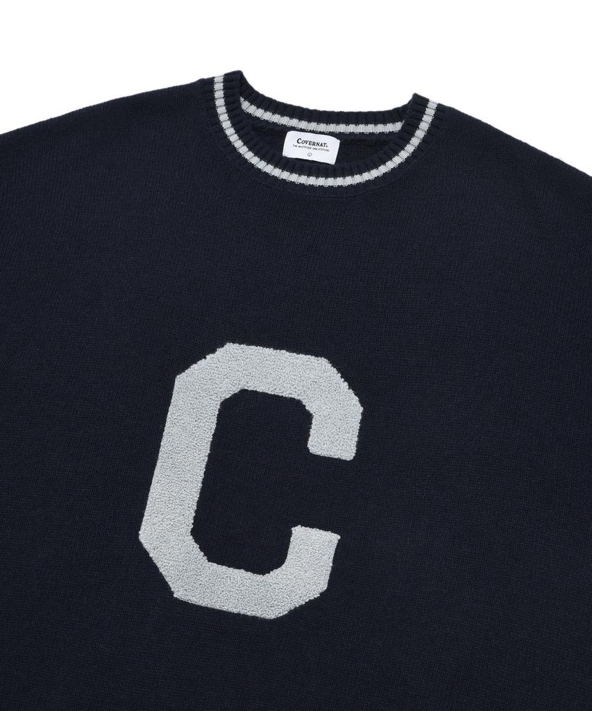 COVERNAT Big C Logo Crewneck Knit Dark Navy