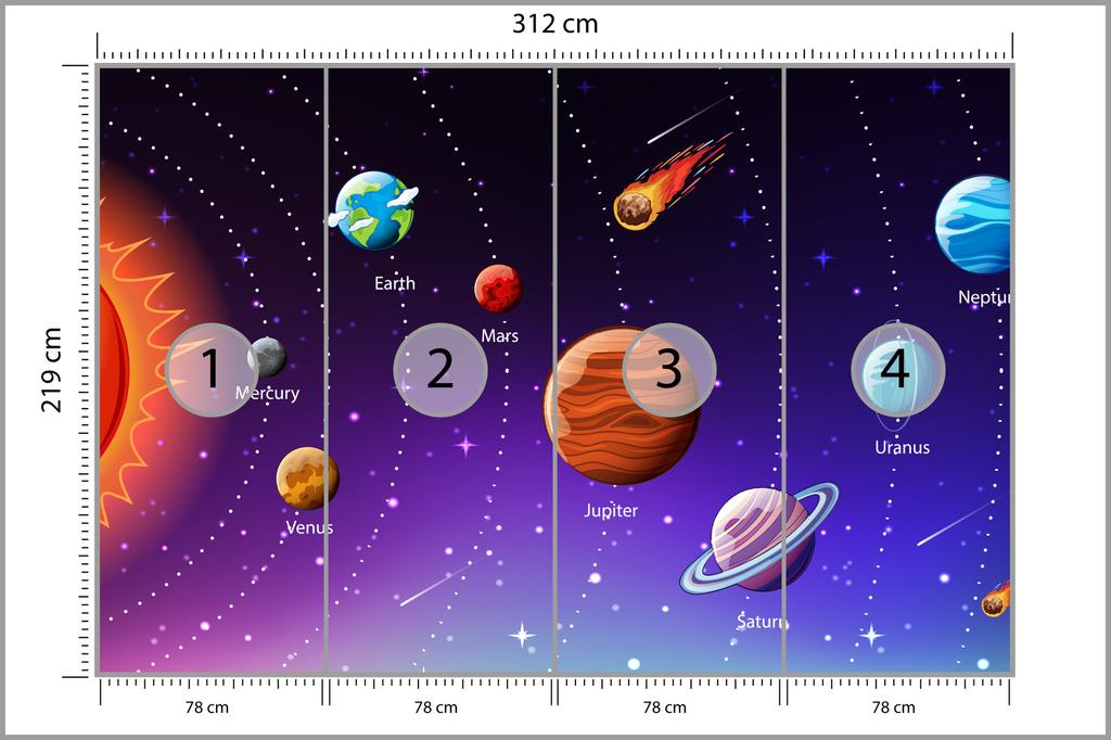 Photomural Educational Cosmos In English Self-Adhesive Mural 312x219