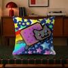 Anime N-Nyan Cat Throw  Trendy-style decorative throw pillow cover insert not included fauxembroidery design