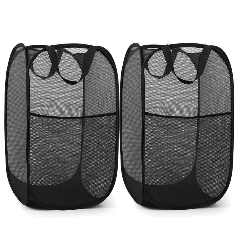 Zusammenklappbarer Sortierkorb für schmutzige Wäsche, Waschrahmen, Badezimmertuch, Netz-Aufbewahrungstasche, Rahmen, Eimer, Wäsche-Organizer, Aufbewahrungstasche