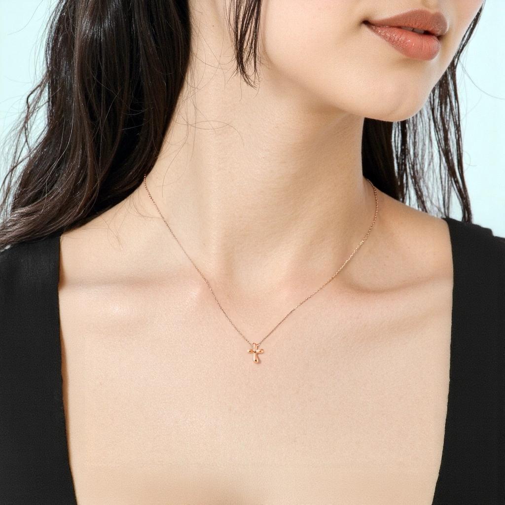 Tiffany & Co. Mini Cross Pendant 18K Rose Gold Necklace Women necklace 28551304