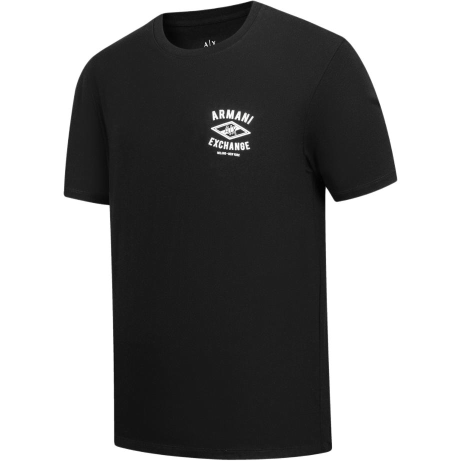 Armani Exchange SS25 Logo Print Crew Neck Short Sleeve T-Shirt Men Tops Black XM000550-AF10362-UC001