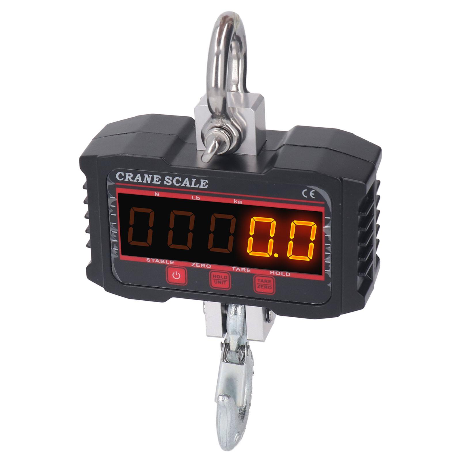 Electronic Crane Scale Hanging LED Digital Display High Accuracy Industrial Portable Mini Handheld for Outdoor Black 1000kg/2000LB Color: Black