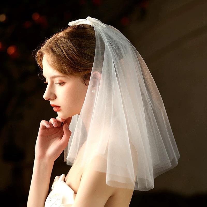 WTEMPO 1pz White Bow Headwear da Sposa Elegante di Alta Gamma Headwear per Abito da Sposa Look da Matrimonio
