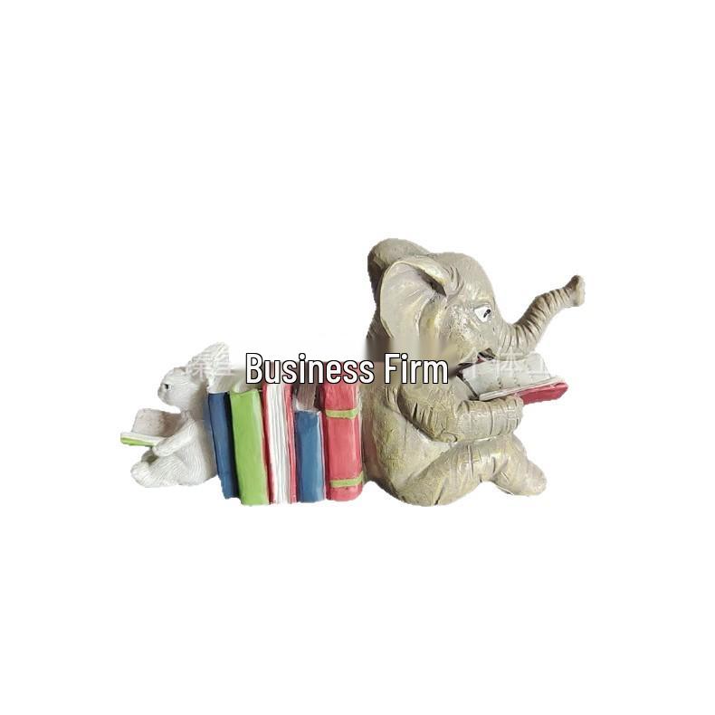 Resin Elephant & Rabbit Reading Garden Ornaments - Home & Office Decor
