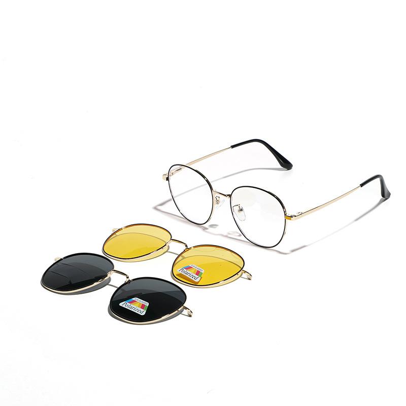 Metal Glasses Round Magnetic Polarizing Glasses Men'S Retro Polarizing Sunglasses Women Can Do Myopia Frame