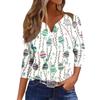 Women's Fashion Casual Seven Minute Sleeve Popover Easter Print Pullover Top