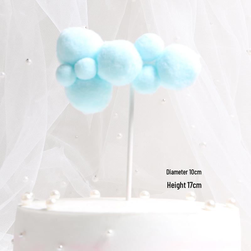 3D Cloud Cake Decorations: Dessert Flags & Fluffy Ball Inserts