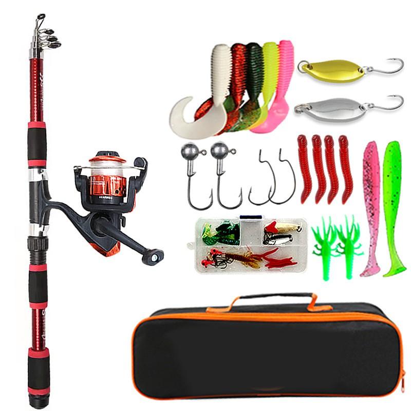 Portable Heavy-Duty Surf Fishing Rod Set Fiberglass Telescopic Casting Shore Ocean 4-Section 1.5m2.4m