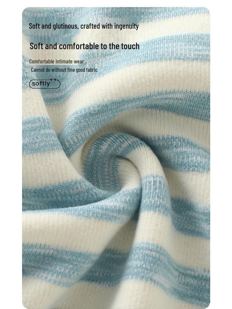 DUUDUU Striped Long Sleeve T-Shirt for Baby Boys & Girls - 2025 Korean Style Base Layer