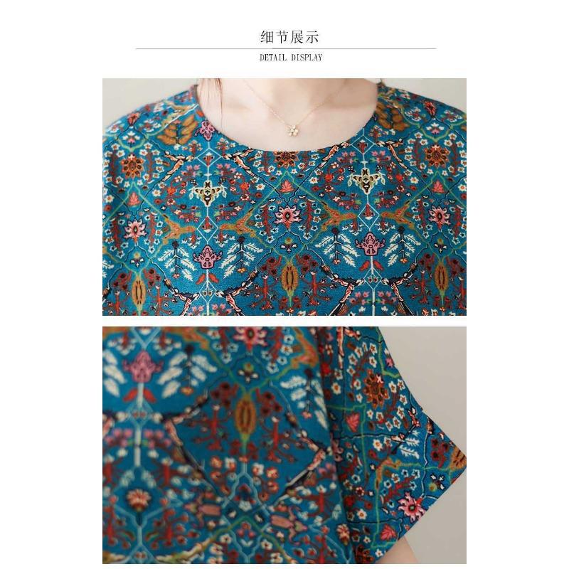 Vintage Flower Literary Knee-length Mid-length Dress Temperament Female