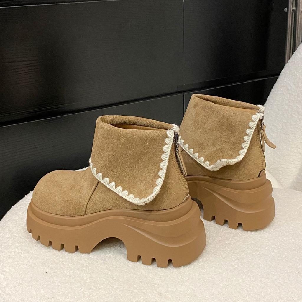 Retro style short boots versatile boots women's 2025 autumn and winter new small muffin bottom heightening Martin boots women's