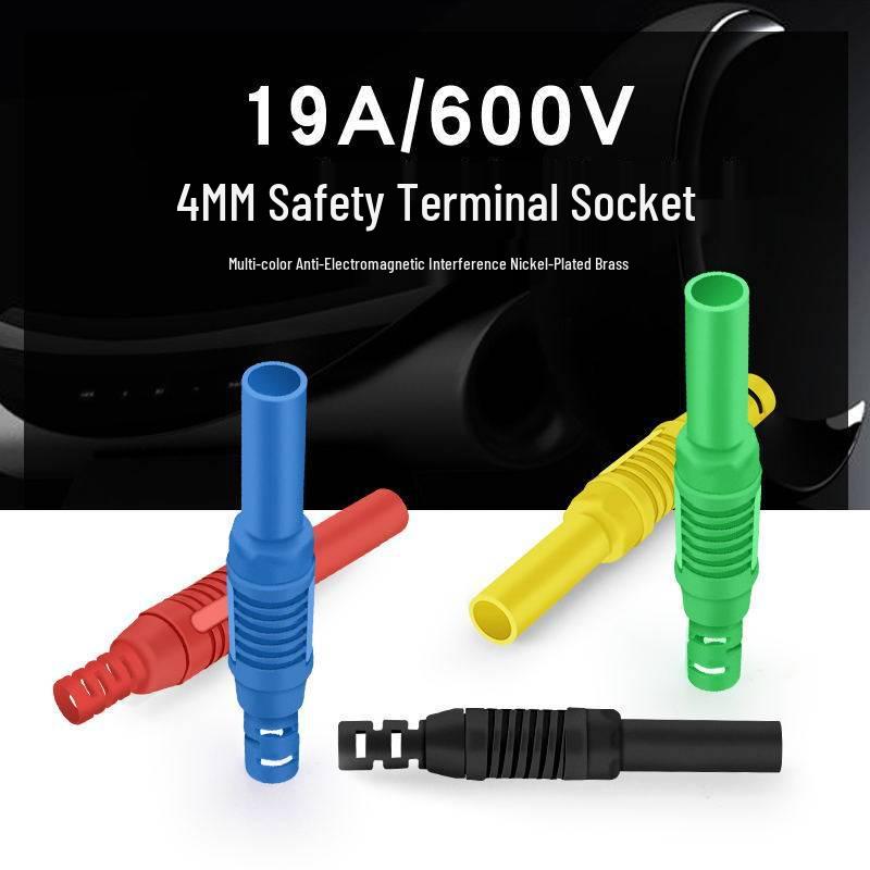 4mm Male to Female Banana Plug Test Extension Cord, Copper-Nickel Plated Connector, 32A Solderable Socket