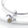 Real Copper Sunflower Blue Zircon Charms Beads Fit Necklace Original Bracelets Exquisite Diy Jewelry Gift