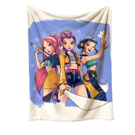 Hunter Girls Blanket Cozy Flannel Machine Washable Anime Throw Blanket Print Blanket for Kids Sofa Couch