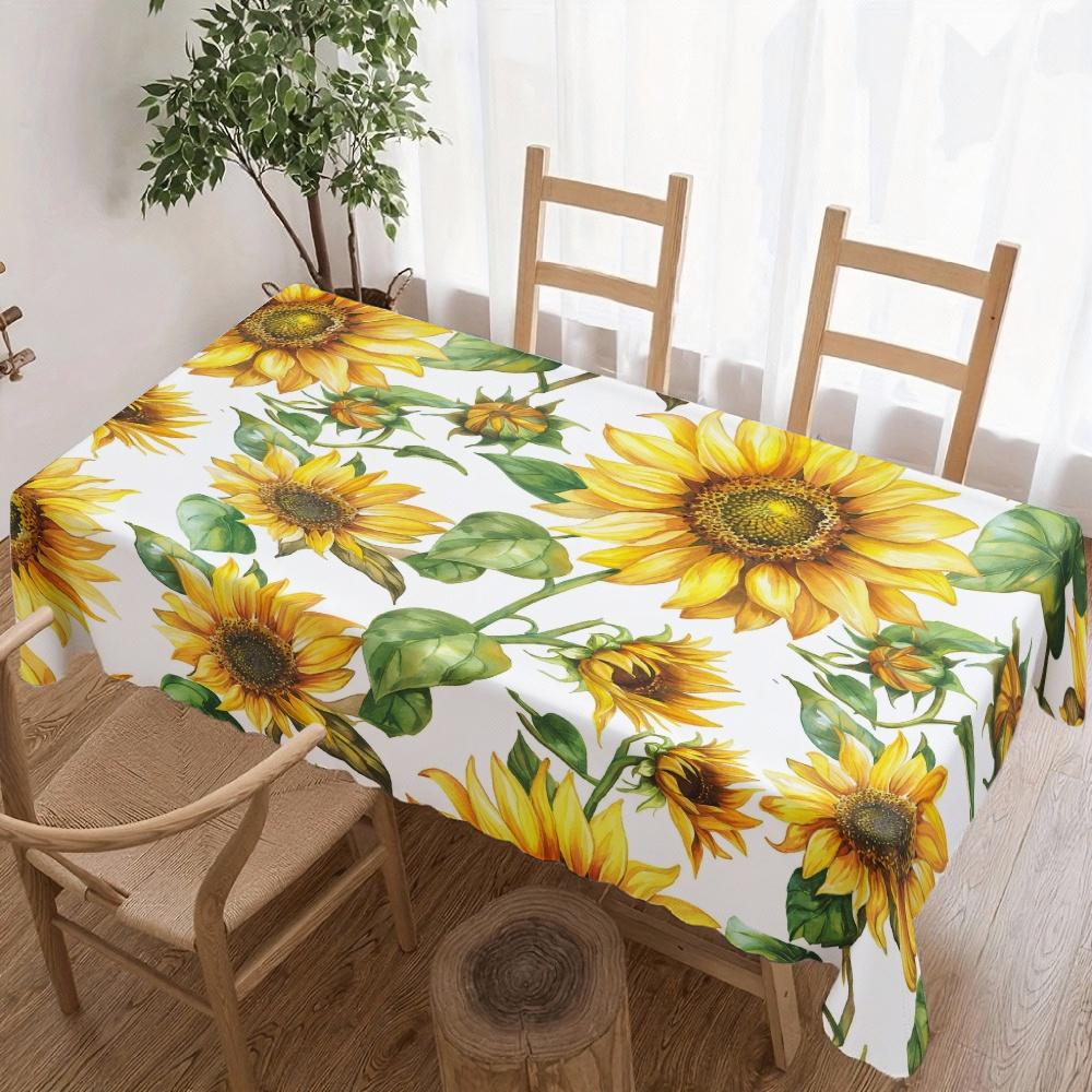 Sunflower Pattern Rectangle Table Cloth for Table Decor Kitchen Dining Waterproof Reusable Tablecloth for Table Indoor Picnic