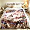 Teddy Bear Theme Custom Blanket Personalized Name & Text Customized Soft Warm Throw Blanket Home Decor