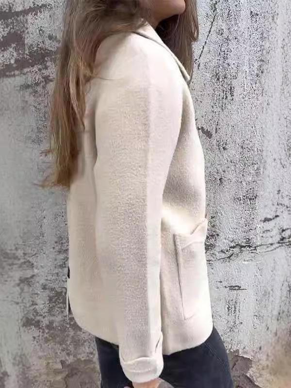 Damen Revers Einfarbig Reißverschlusstasche Mittellange Jacke - Herbst/Winter 2025