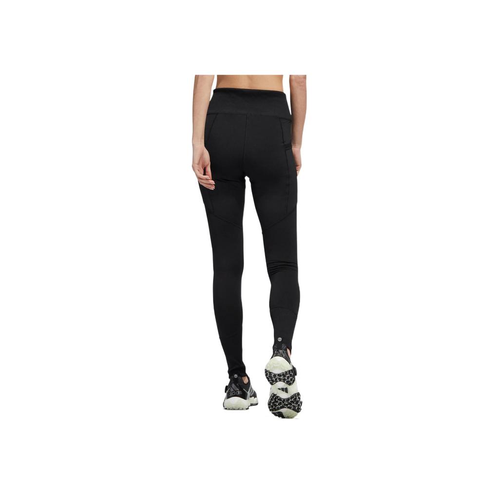 adidas Solid Color Logo Print High-Waisted Ribbed Leggings Women Leggings Black HN0659