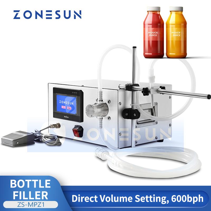 ZONESUN ZS-MPZ1 Magnetic Pump Liquid Filling Machine Semi-Auto Bottle Filler for Water & Juice Packaging
