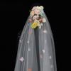 Bride Veil Colorful Flower Studded Veil Head Covering Wedding Hair Sheer White Wedding Veil Headscarf Mantilla Veil