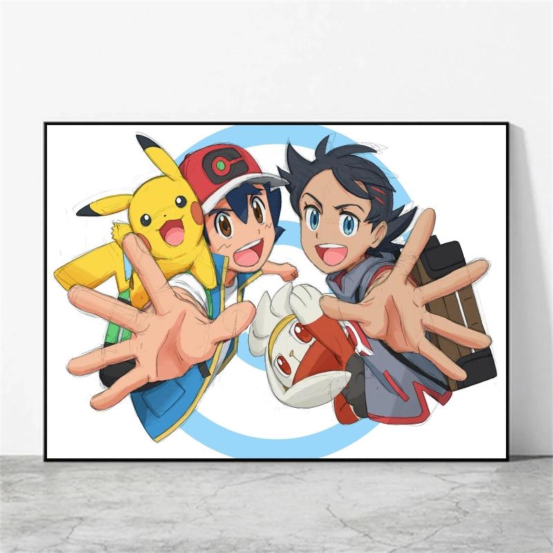 Anime Canvas Paintings Pokemon Ash Ketchum Pikachu Poster Wall Decorative Brings Endless Joy Show The Cozy Home Atmosphere