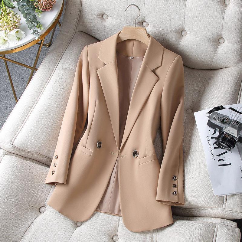 Spring Autumn Korean Suit Coat Black Blazer Slim Notched Double Breasted Blazer Formal Clothes