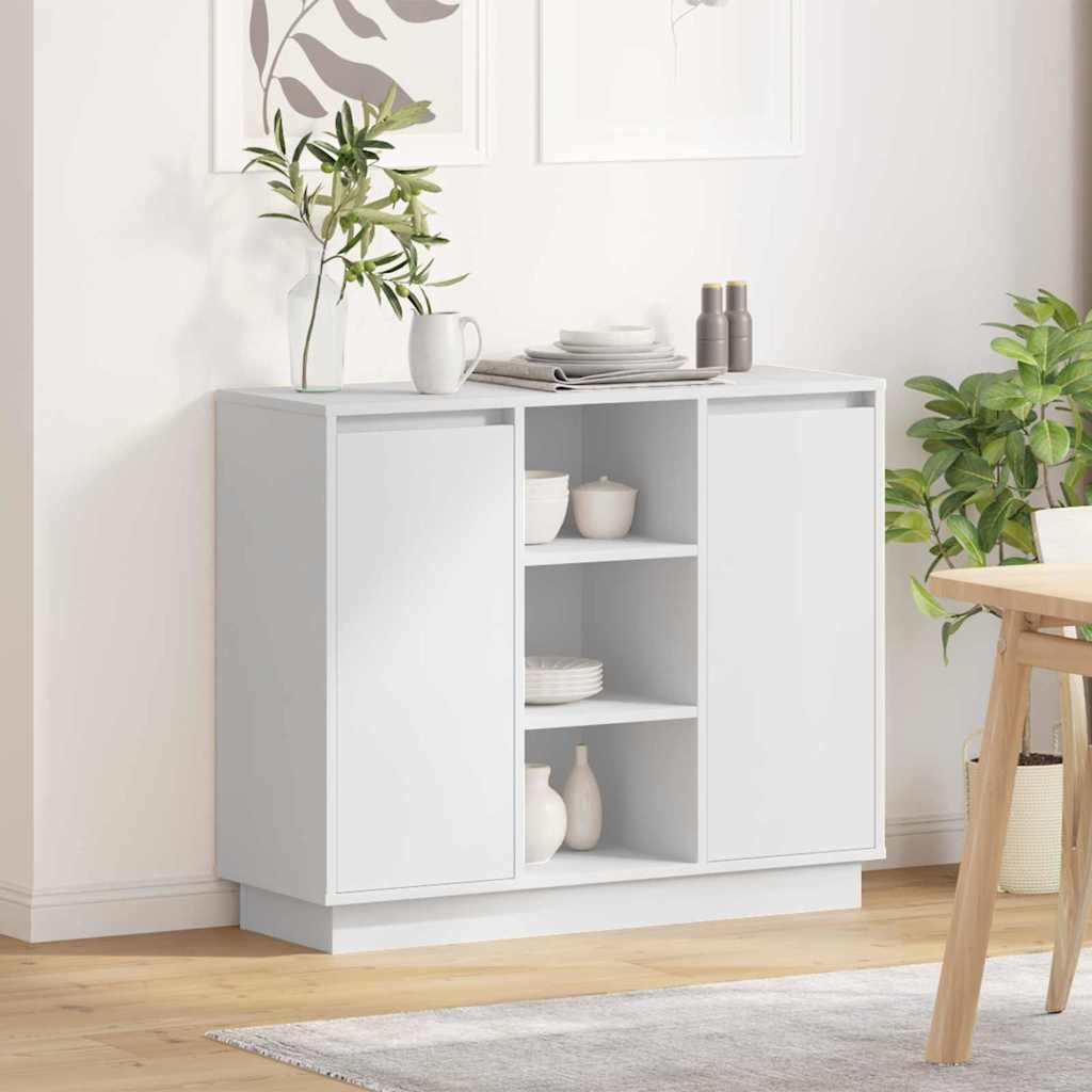 LED Sideboard Weiß 90 x 32 x 75 cm Spanplatte