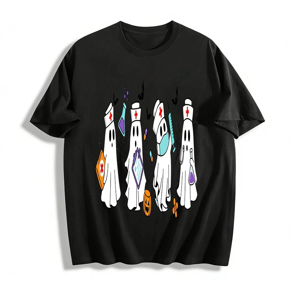 

Halloween Medical Ghost Fun Print Casual Top Pure cotton T-shirt 6XL