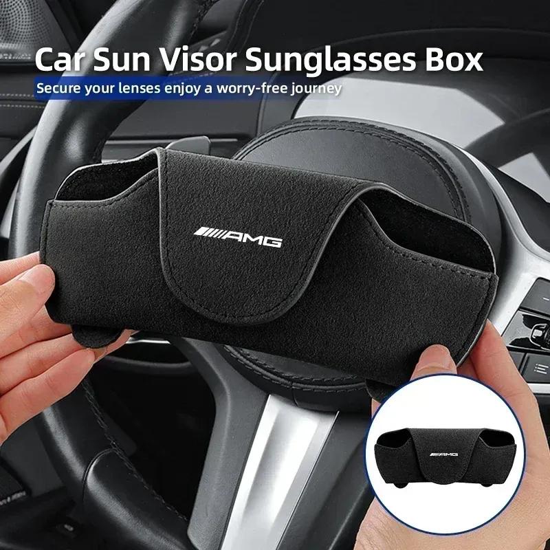 Car Sun Visor Glasses Box Sunglasses Holder Storage Case For Mercedes Benz AMG W204 W205 W203 W211 W201 W210 W108 W124 W190 W202