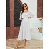 YYFS Women's Fashion Spring Fall Flower Pattern Print Long Sleeve Square Collar Loose Waistline Casual Dresses