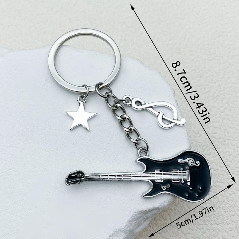 

Y2k Guitar Musical Symbols Star Keychain Pendant For Men Women Punk Style Fashion Rock Bag Charm Accessories Gift