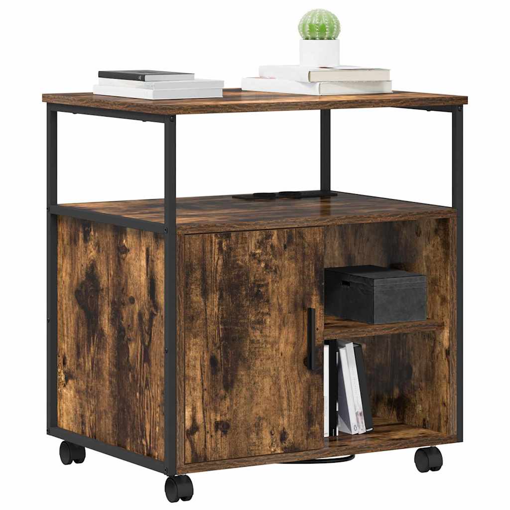 Cabinet with Charging Station Smoked Oak 61 x 46 x 67 cm