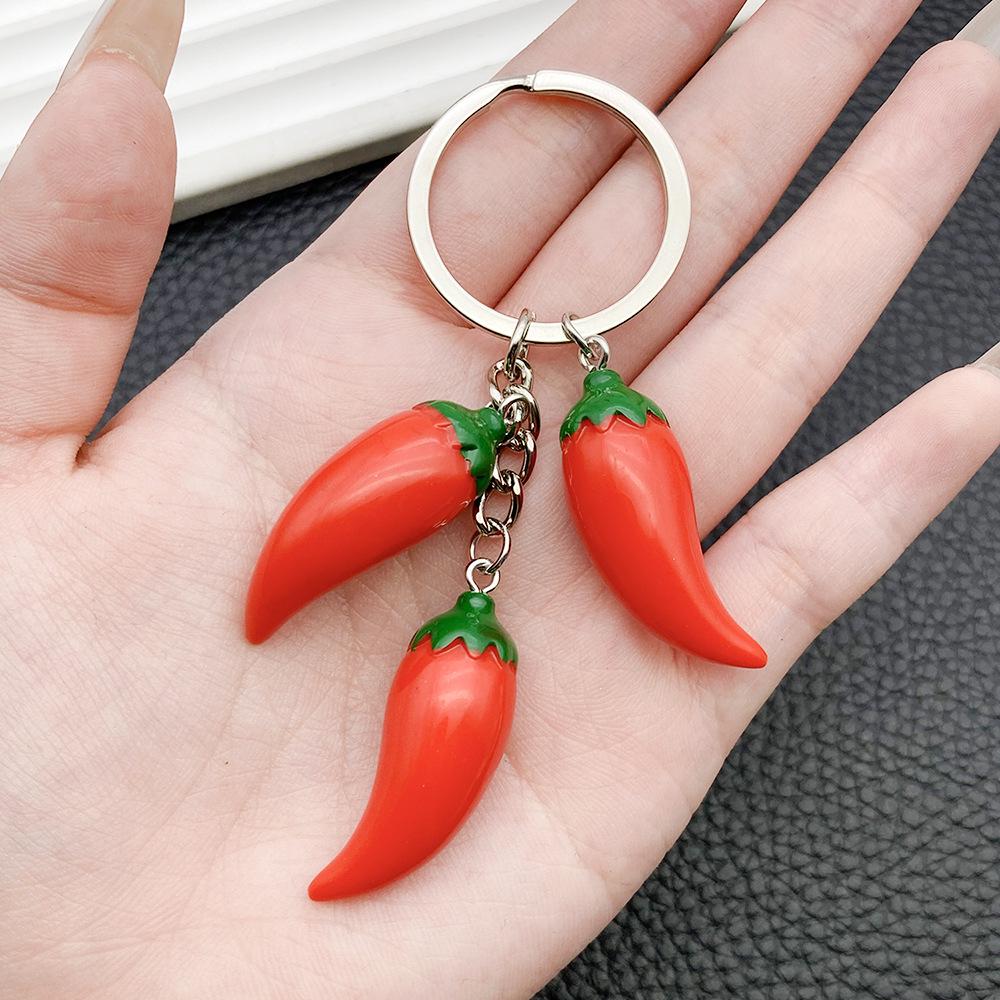 New Red Resin Chili Pepper Keychain Ornament for Handbags and Cars