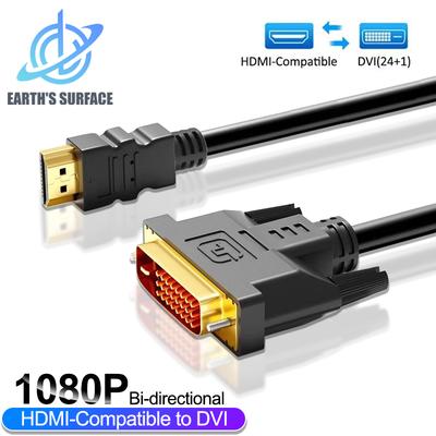 1080P HDMI-ühilduv DVI-ks Konverterkaabel Kahesuunaline DVI-HDMI-ühilduv Adapterkaabel PC, teleriboksi, PS4, DVD, projektori jaoks
