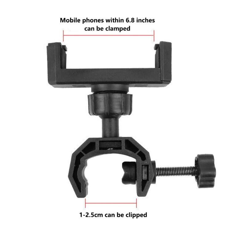 Multifunktionale Selfie-Stick-Halterungsklammer für Smartphones Tablets Einstellbare Länge 360 Grad drehbarer Kopf Tragbar